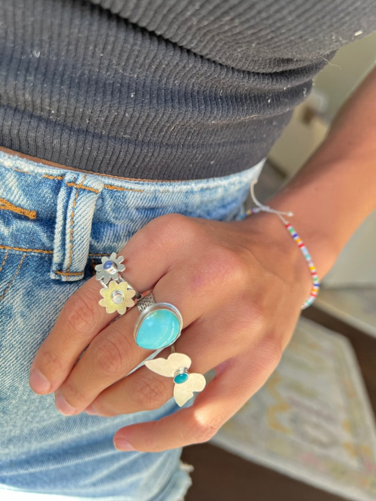 Butterfly Ring with Carico Lake Turquoise (Size 5.25)