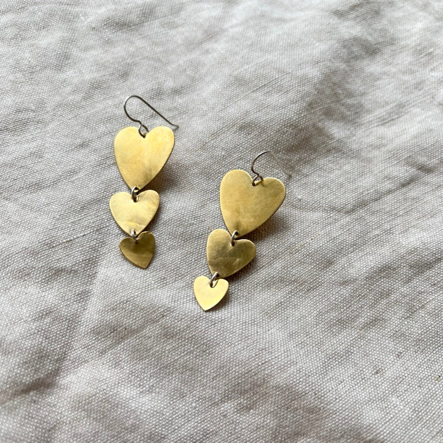 Brass Heart Earrings