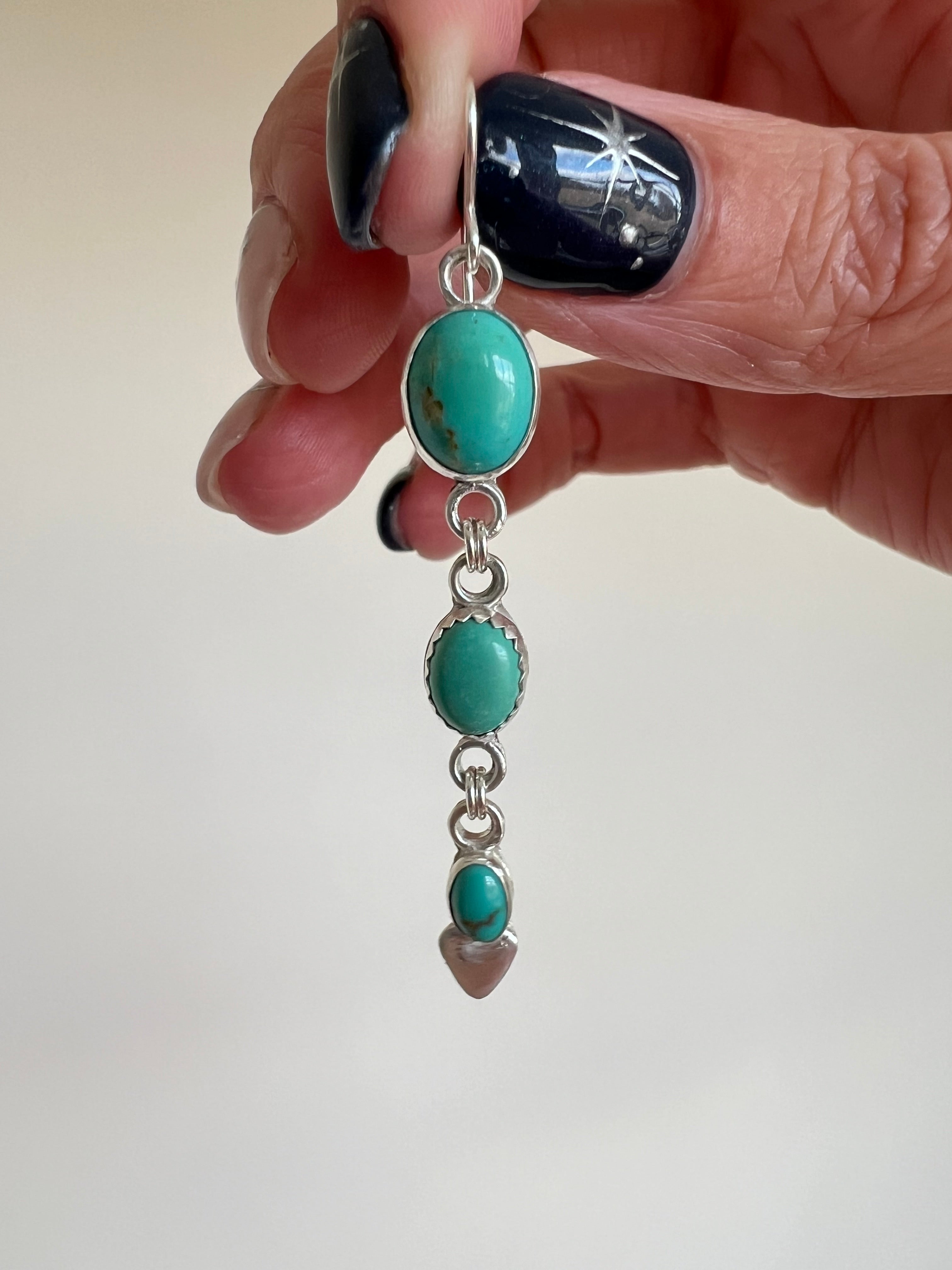 Carico Lake Turquoise Dangly Earrings with Hearts