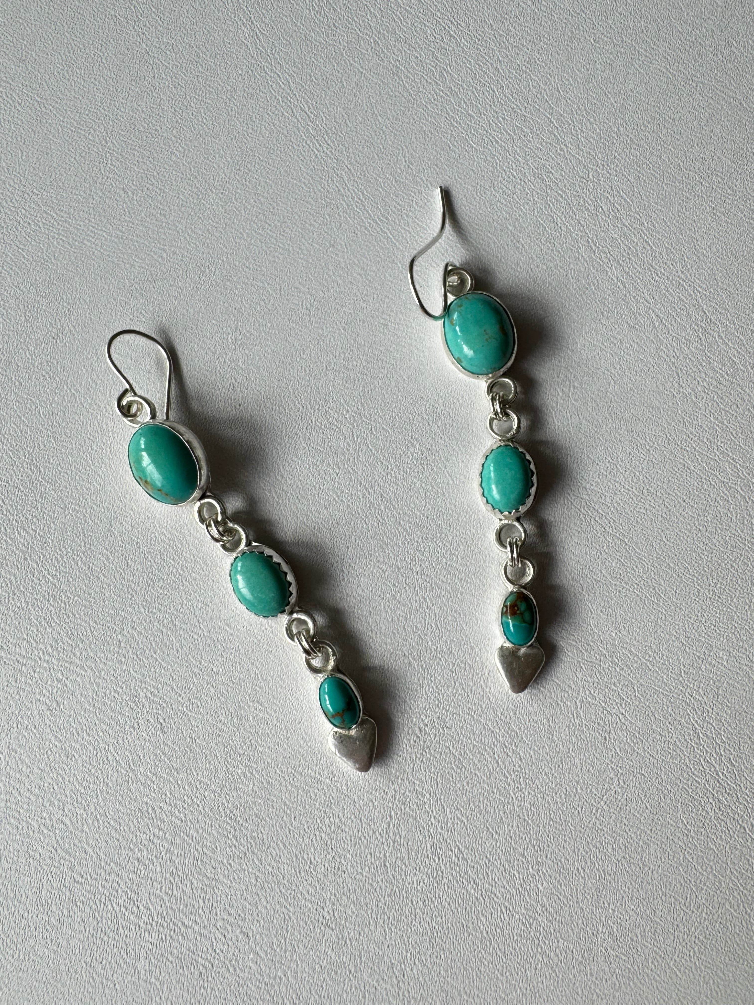 Carico Lake Turquoise Dangly Earrings with Hearts