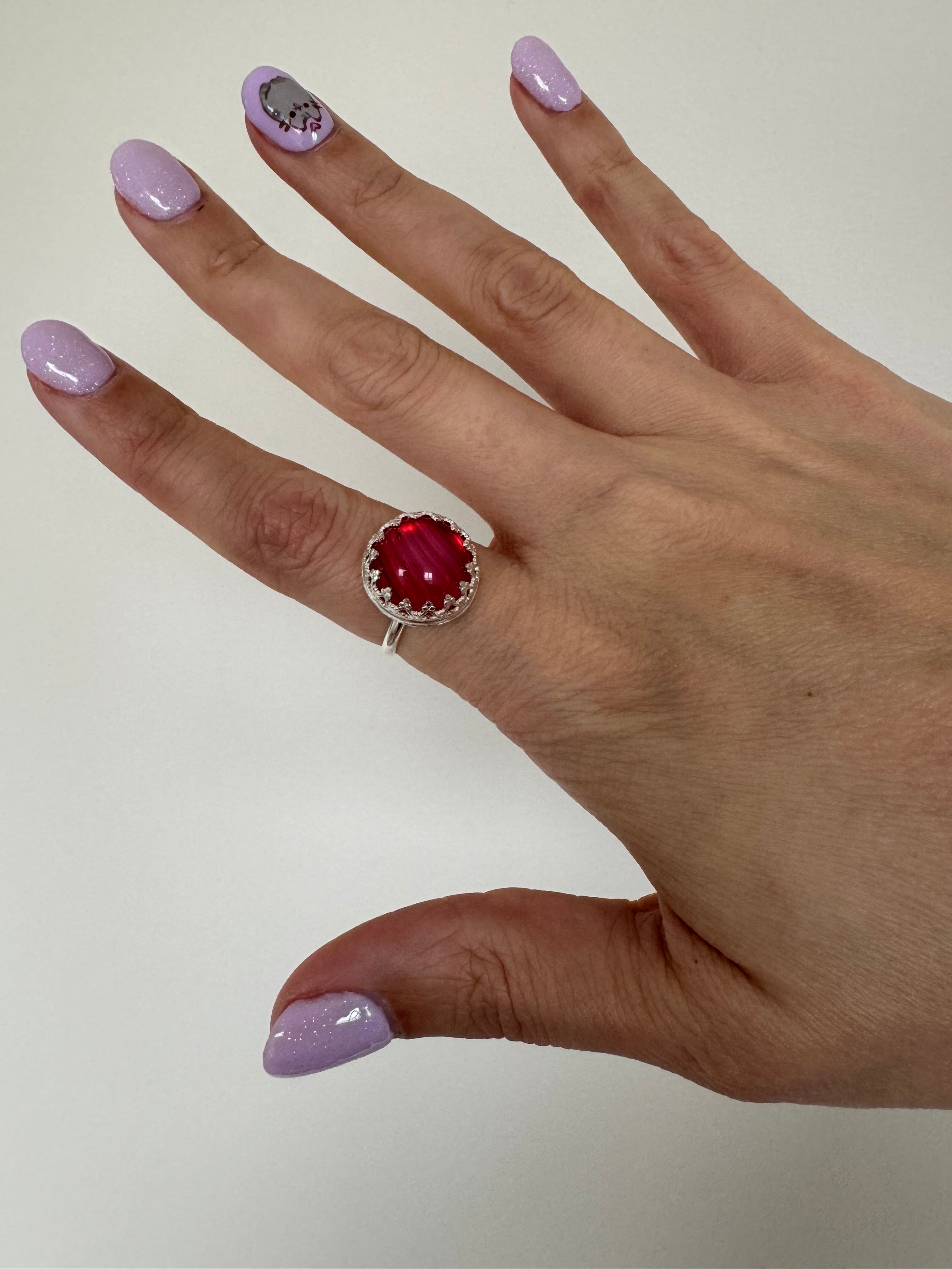 Pink Slag Glass Ring (Size 7.75)