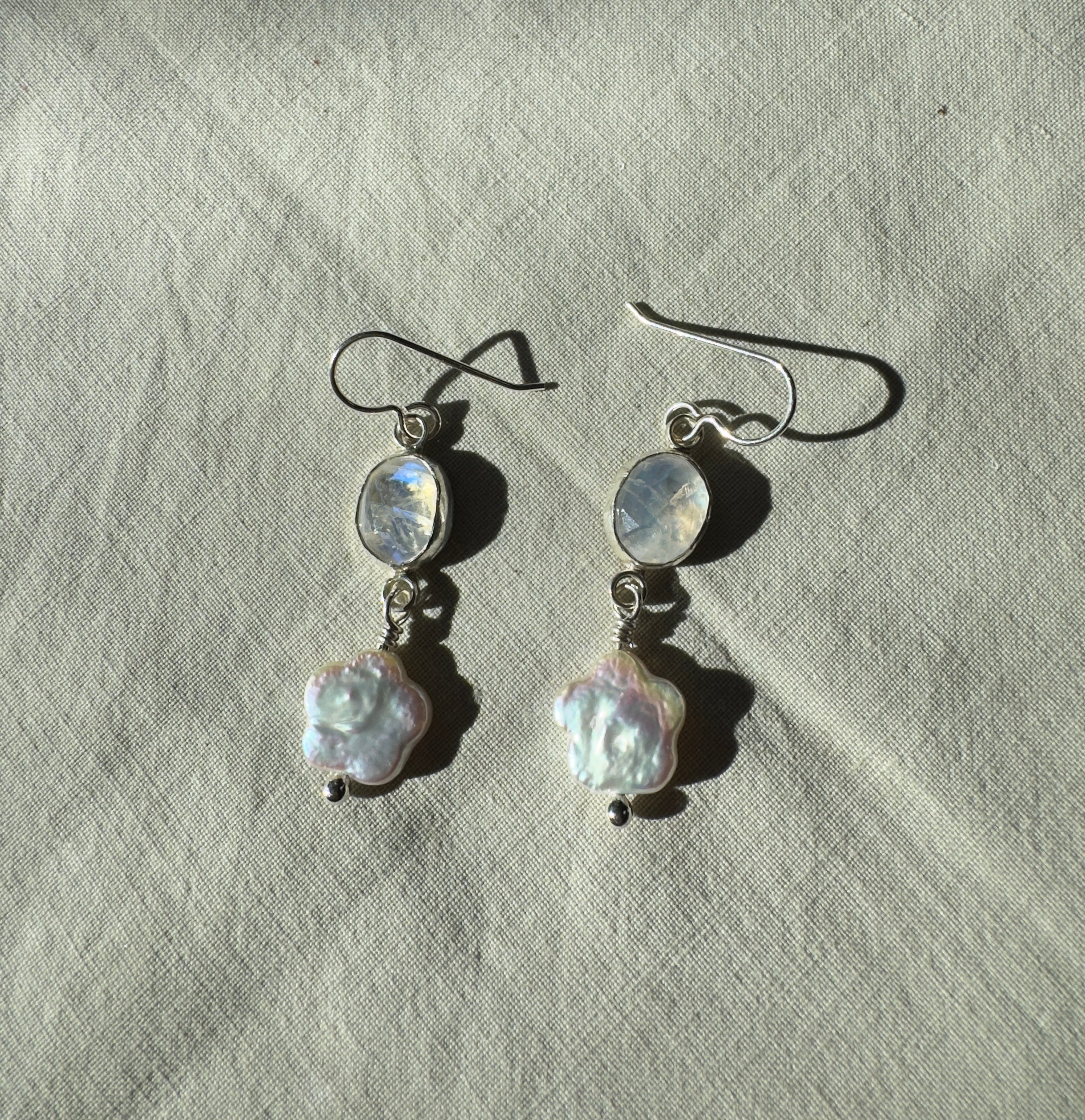 Moonstone with Flower Pearls