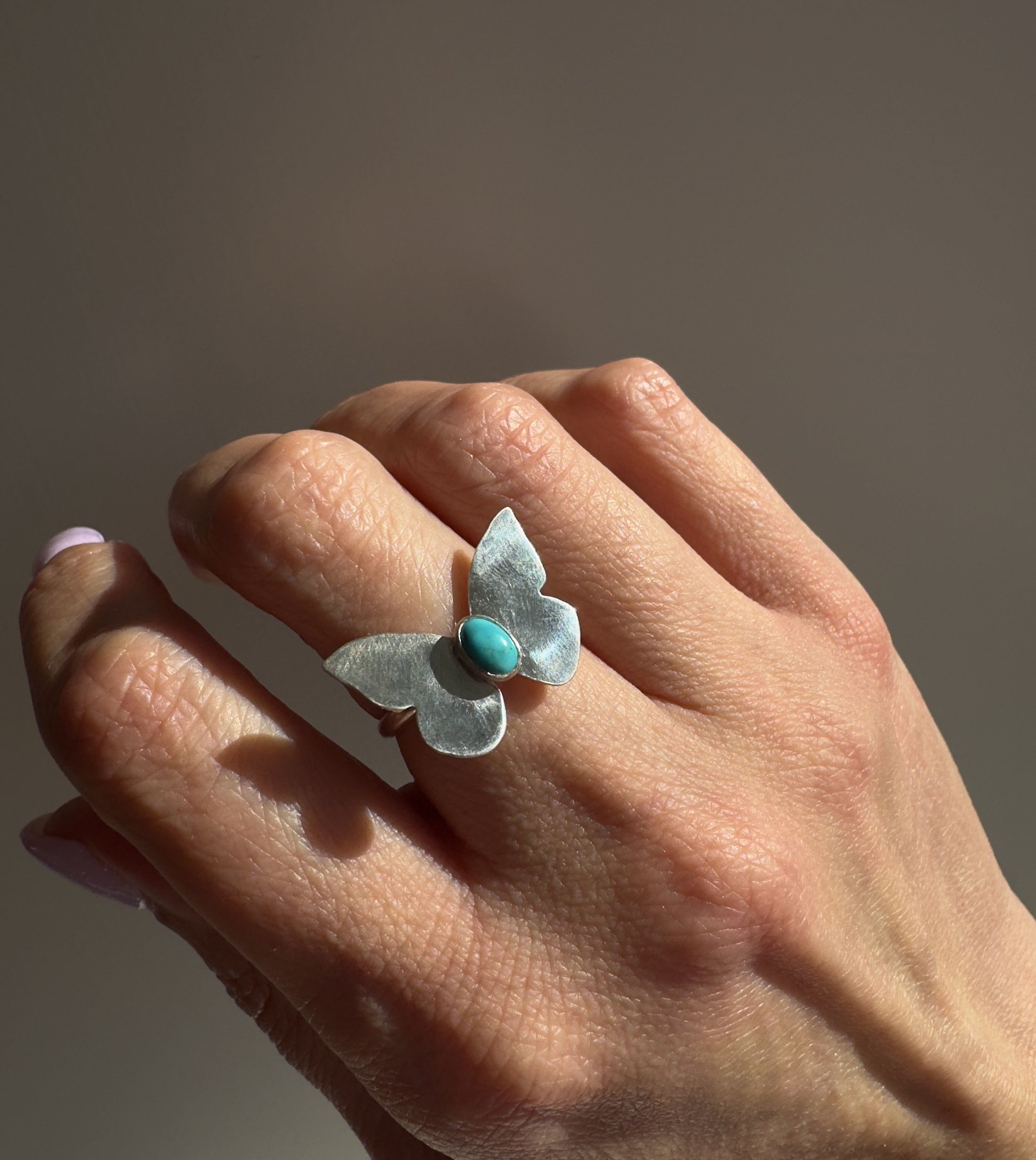 Butterfly Ring with Carico Lake Turquoise (Size 5.25)