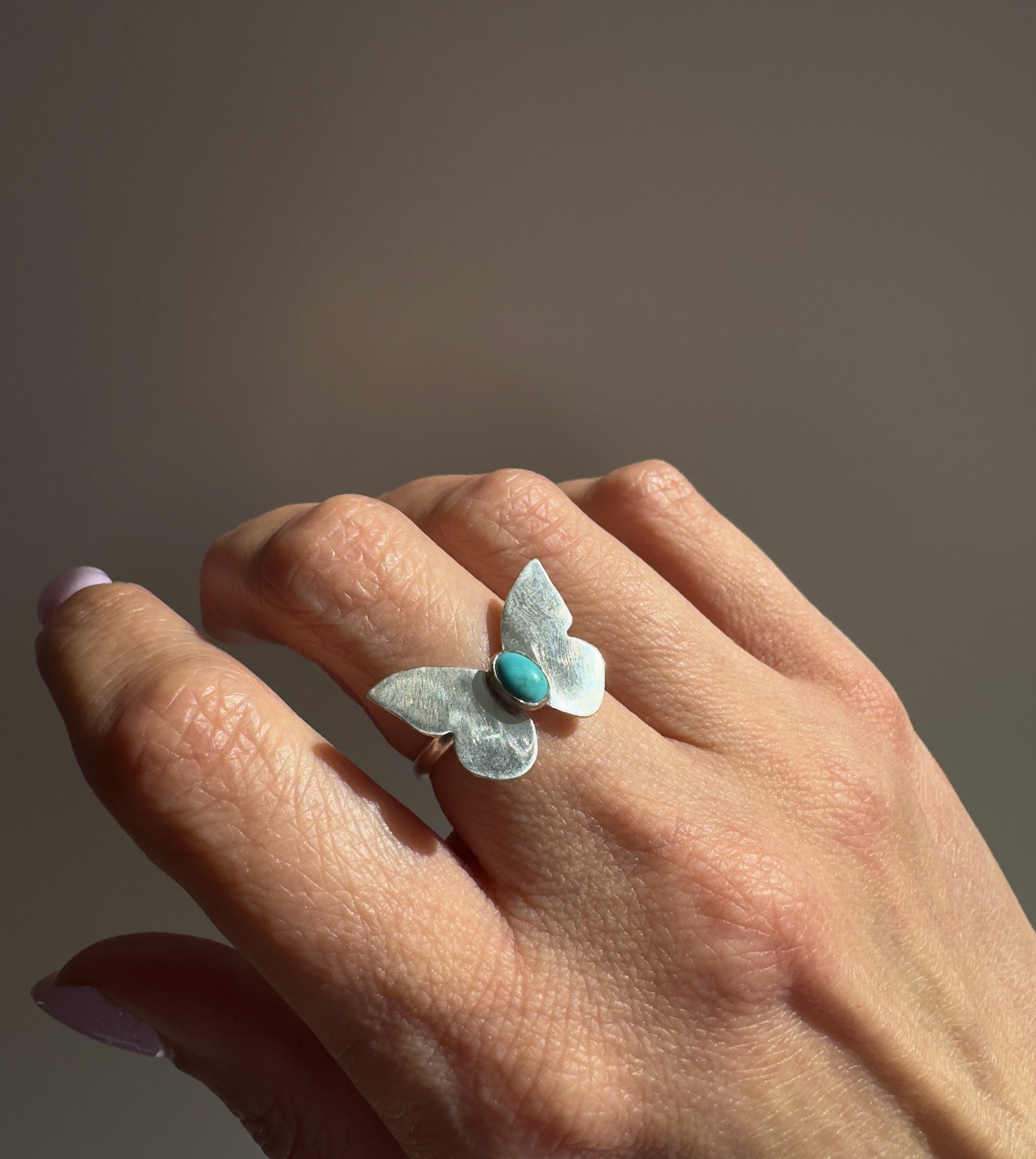 Butterfly Ring with Carico Lake Turquoise (Size 5.25)