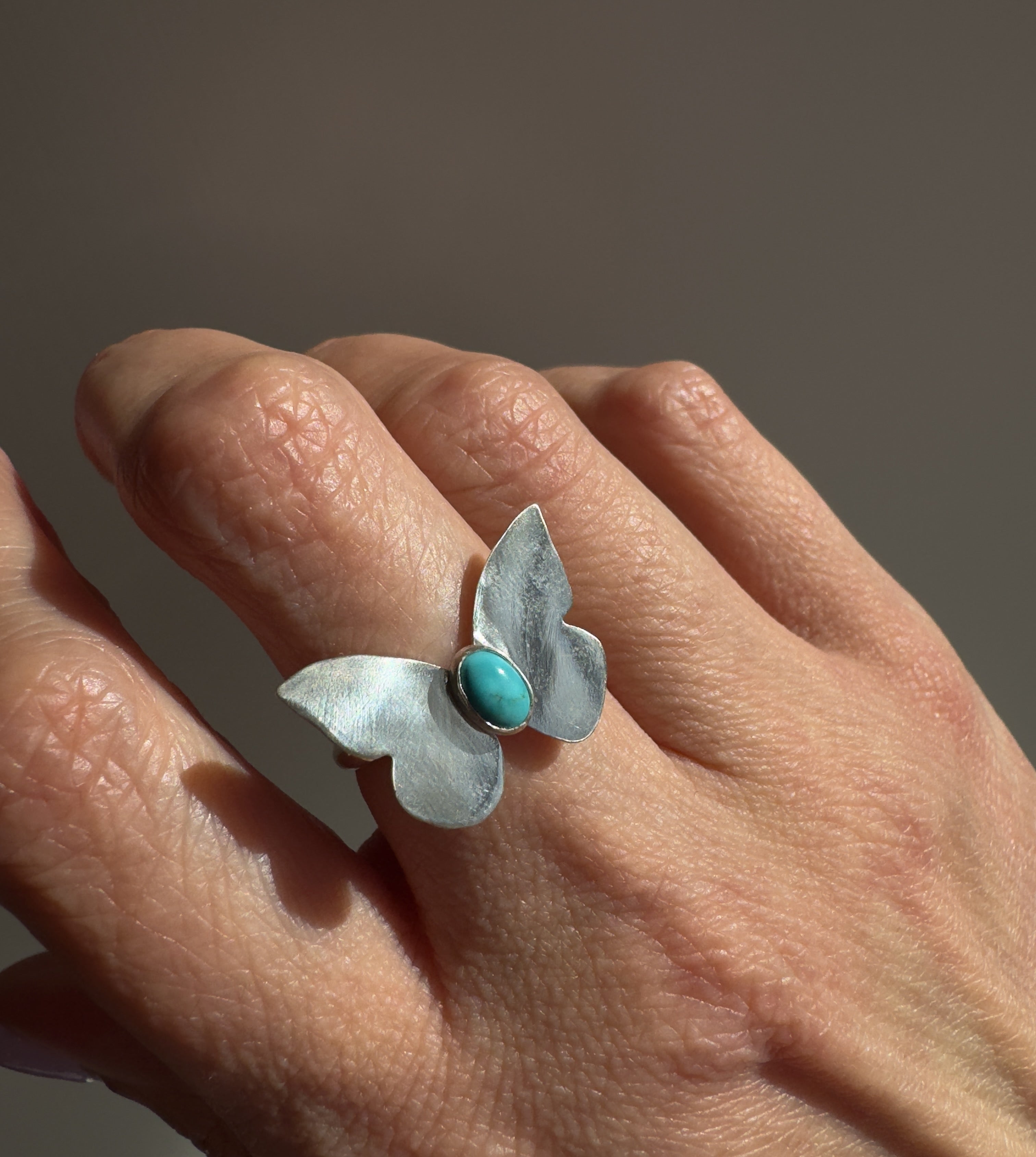 Butterfly Ring with Carico Lake Turquoise (Size 5.25)