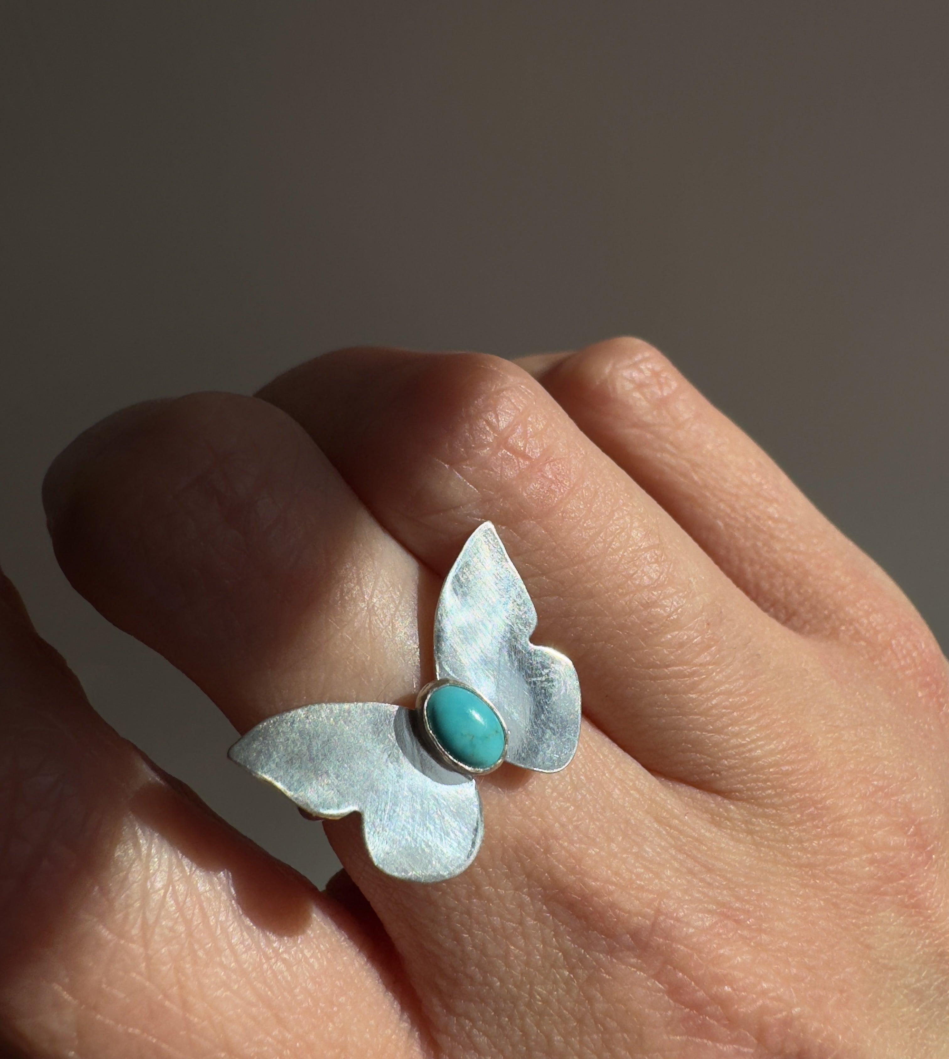 Butterfly Ring with Carico Lake Turquoise (Size 5.25)