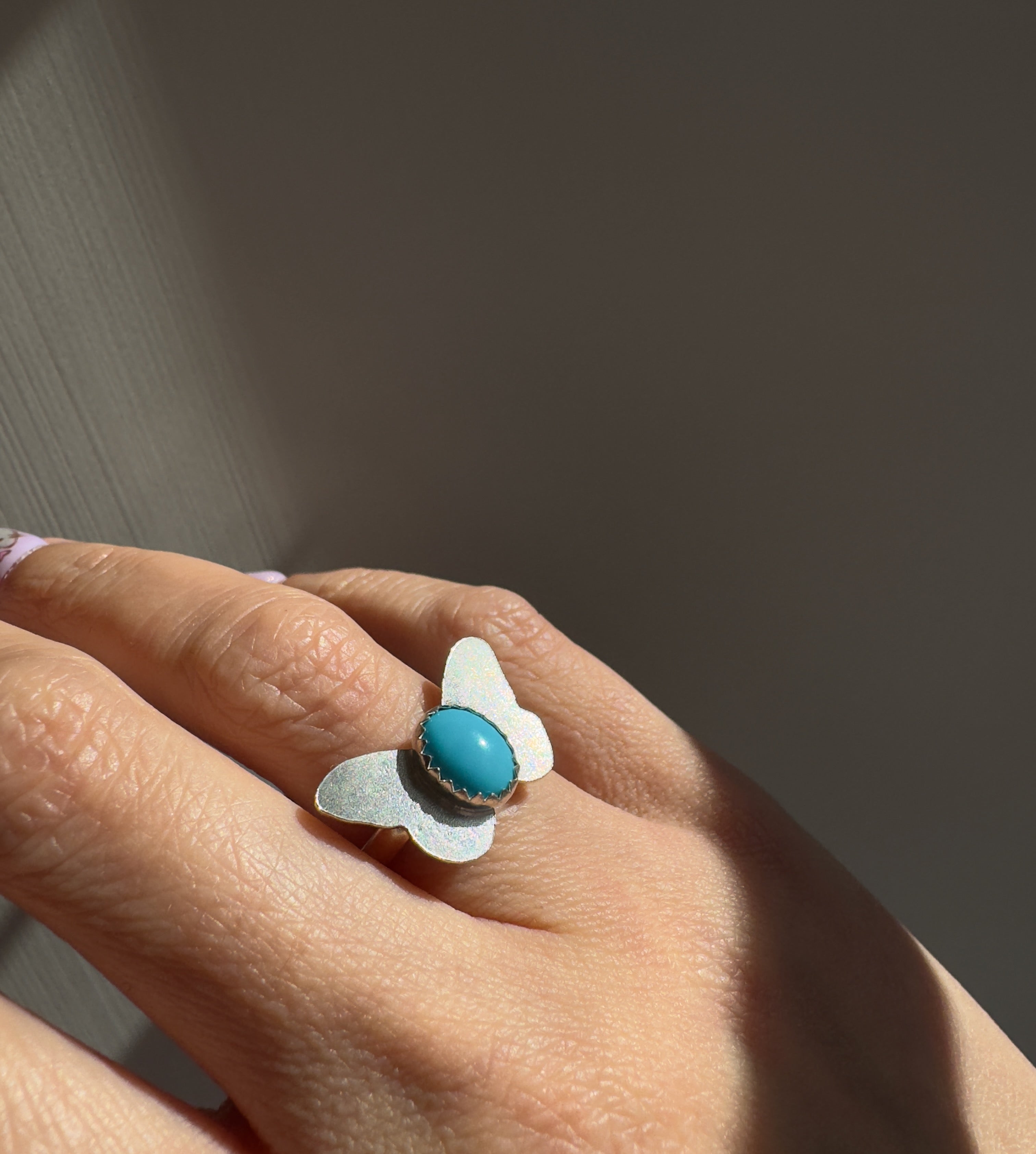 Butterfly Ring with Bluebird Turquoise (Size 6)