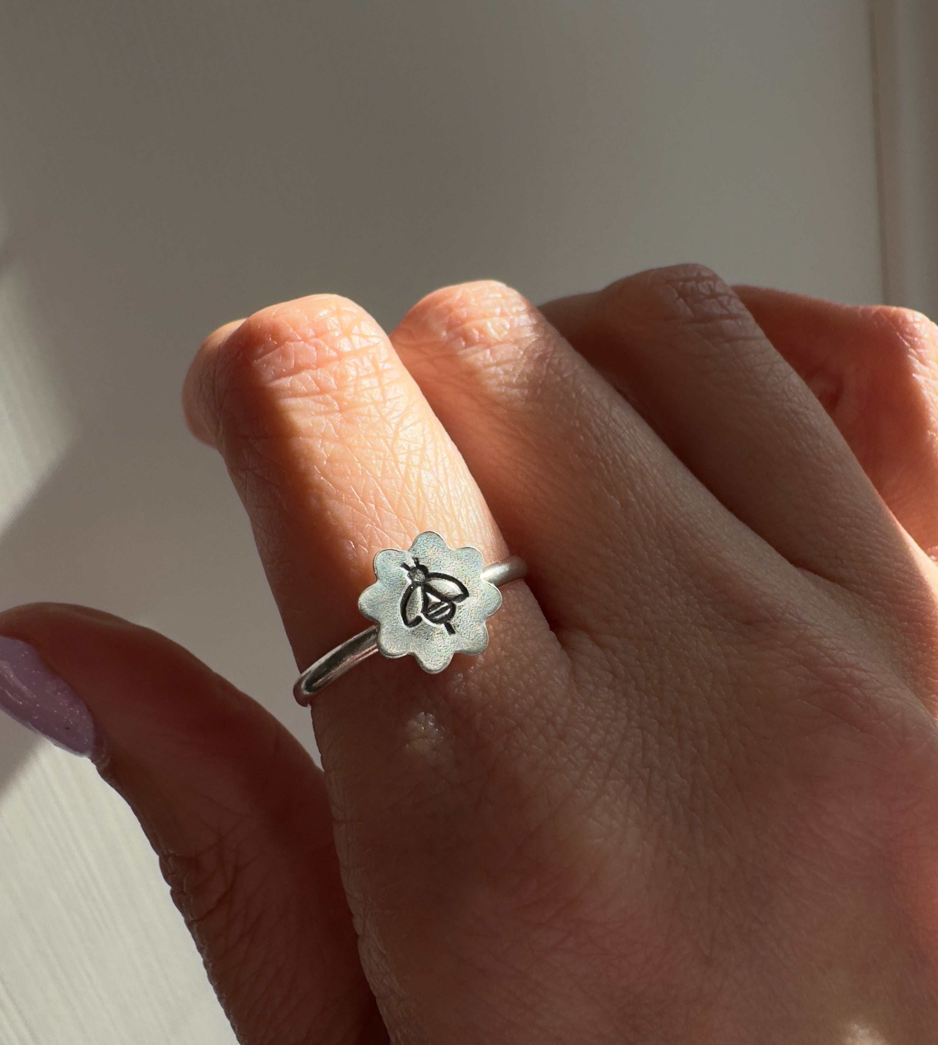 Stamped Bee Ring