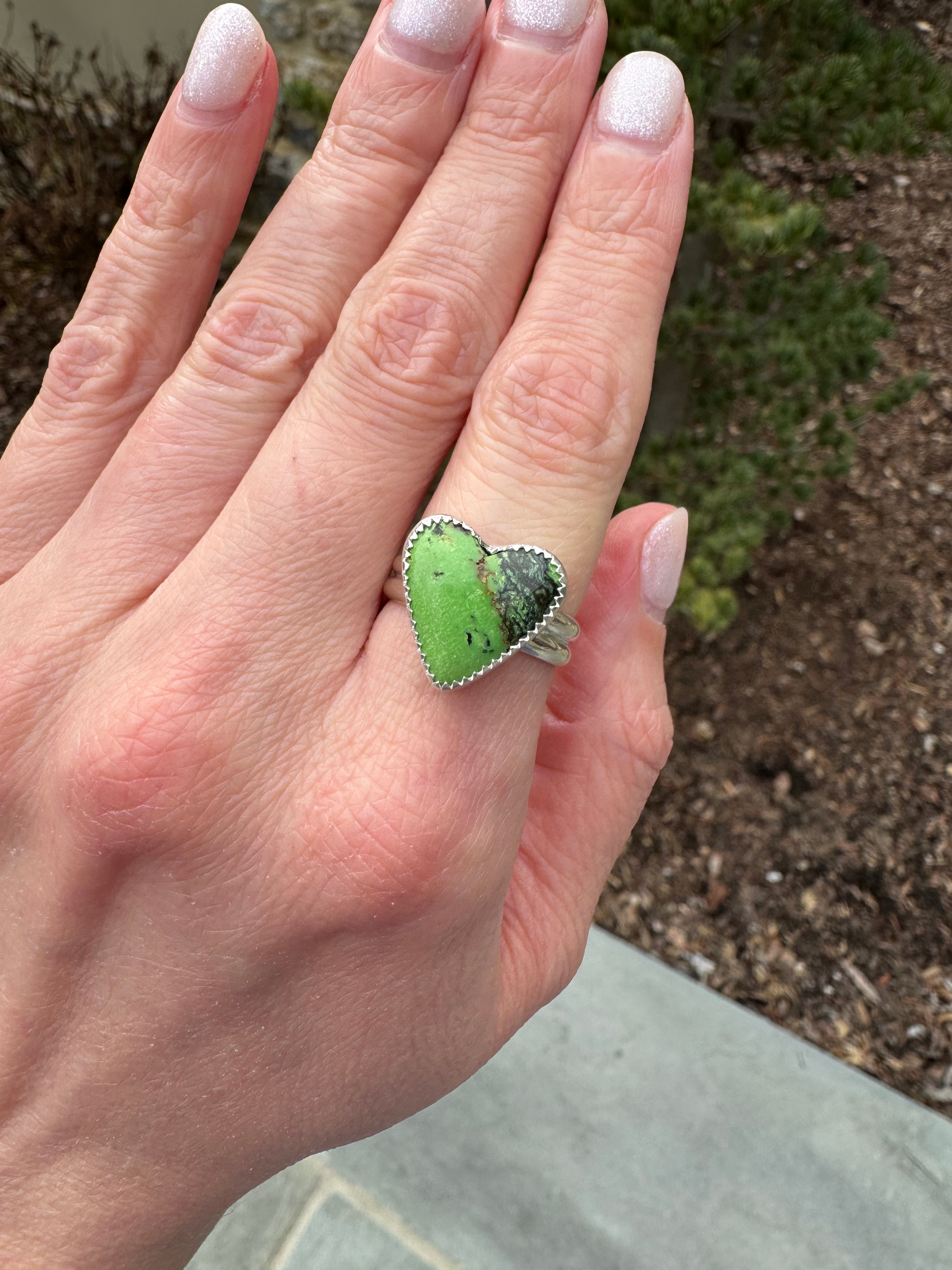 Yungai Turquoise Heart Ring (Size 8)