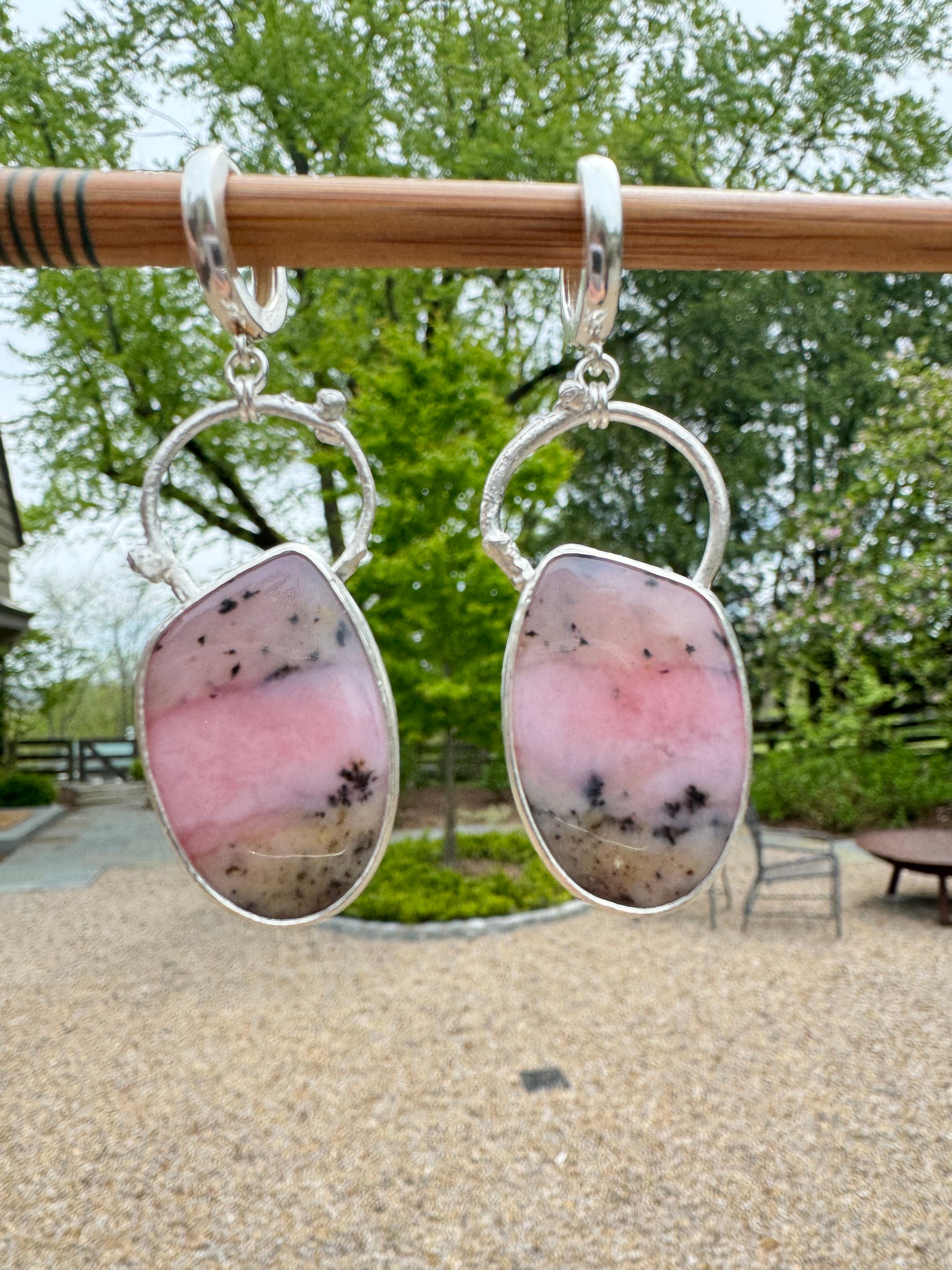 Peruvian Pink Opal with Sterling Silver Twigs