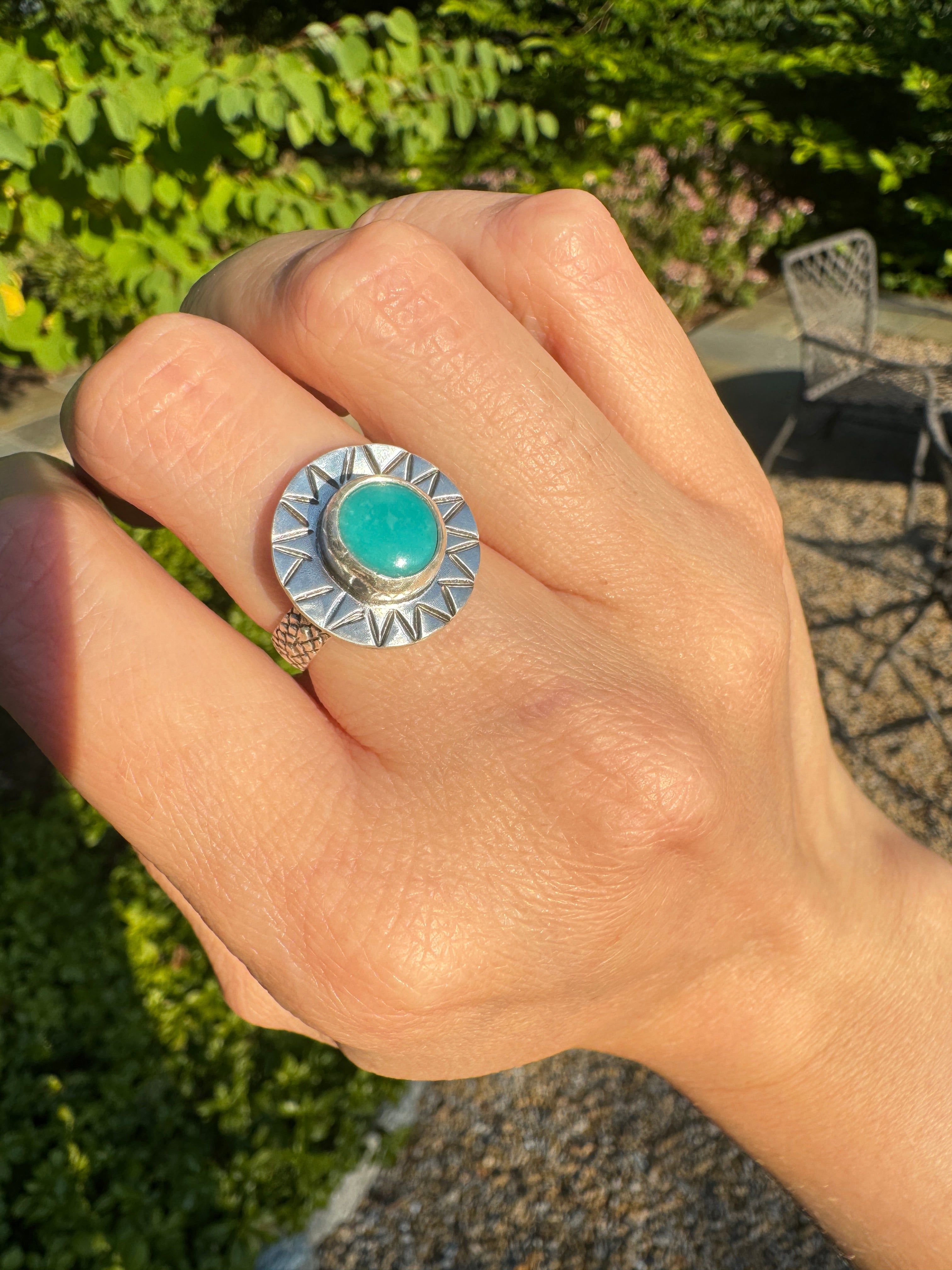 Sterling Silver & Carico Lake Turquoise Ring (Size 6.75/7)