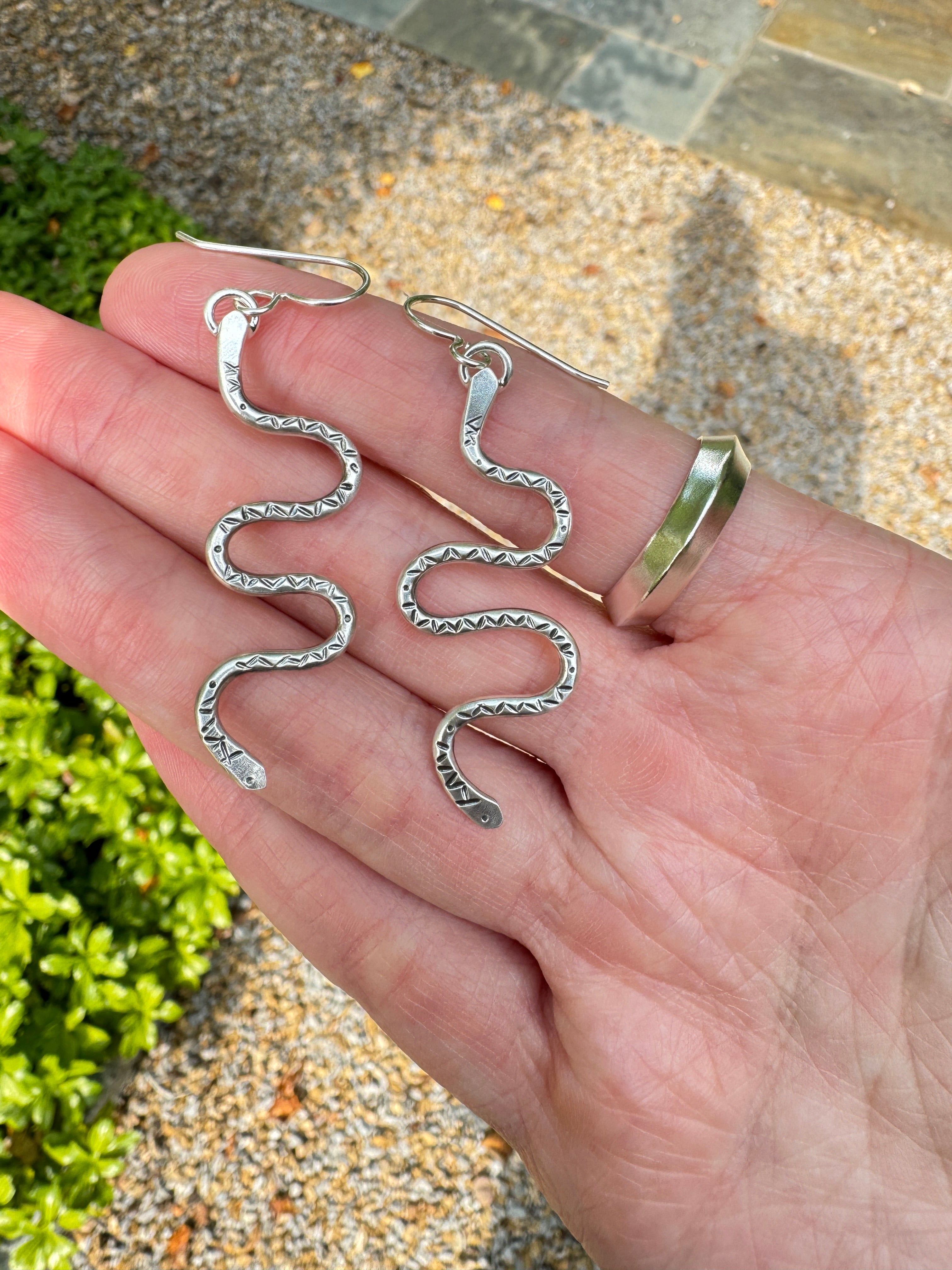 Sterling Silver Wire Snake Earrings