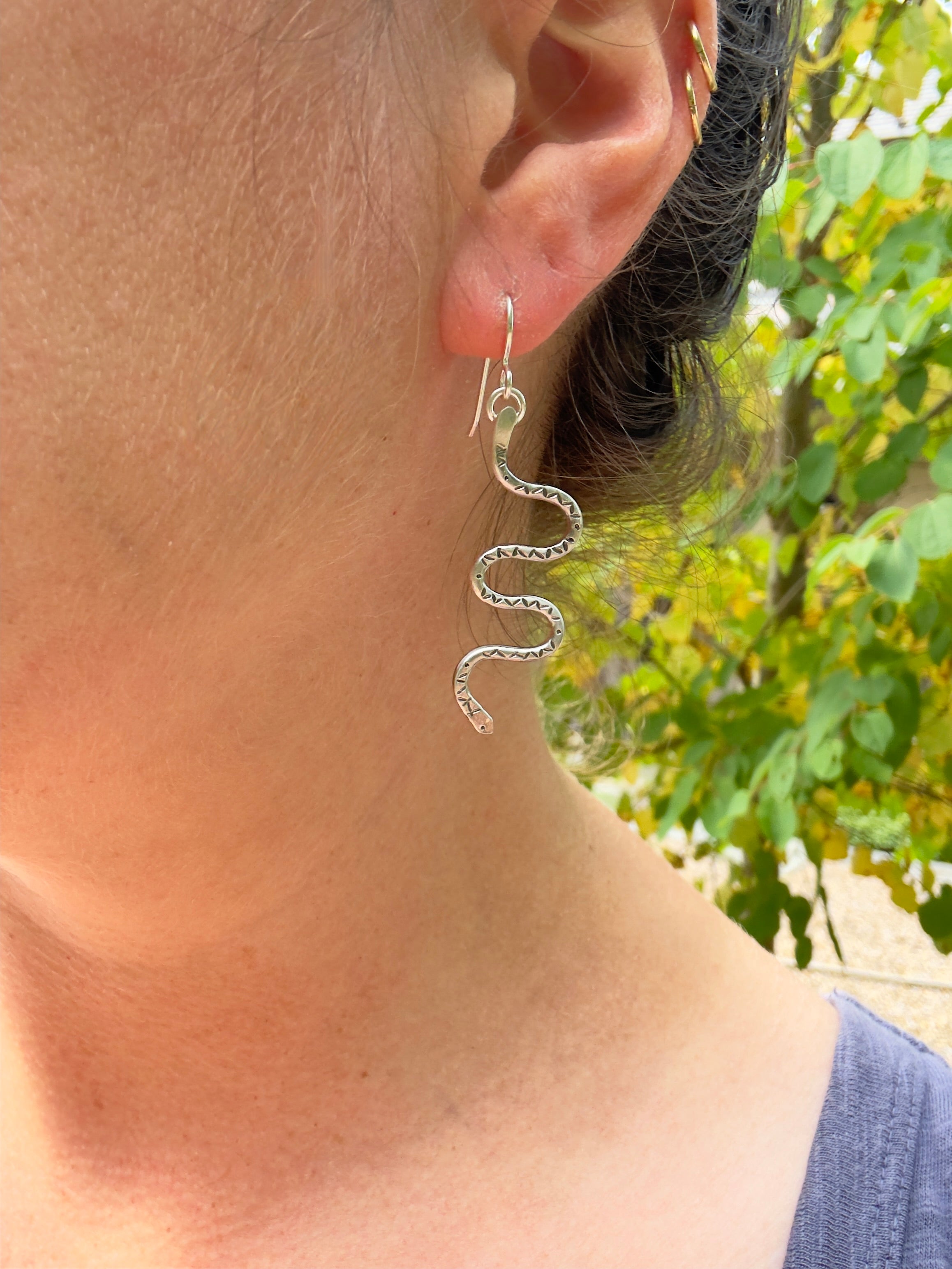 Sterling Silver Wire Snake Earrings